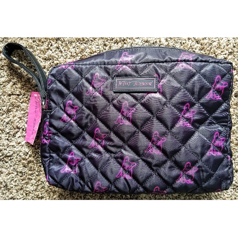 Betsey Johnson Neon French Bulldog Cosmetic Bag